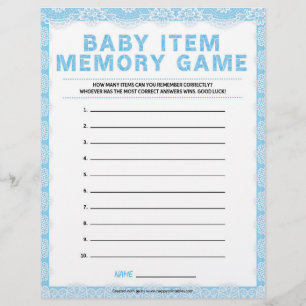 Baby Item Memory Game [Luxury Lace [Blue]] Custom Letterhead