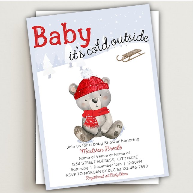 Baby it's Cold Bear Baby Shower Invitation (Creator Uploaded)