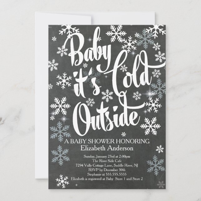 Baby It's Cold Chalkboard Neutral Baby Shower Invitation (Front)