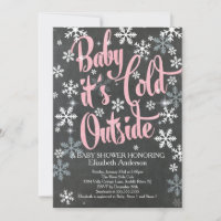 Baby It's Cold Chalkboard Pink Girls Baby Shower