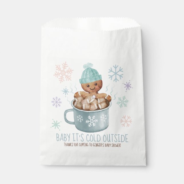 Baby It's Cold Cookie & Cocoa Boy Baby Shower  Favour Bags (Front)