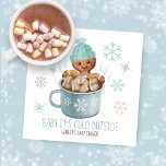Baby It's Cold Cookies & Cocoa Boy Baby Shower   Napkin<br><div class="desc">Watercolor winter baby shower napkins feature a boy gingerbread cookie enjoying a bath in a mug of cocoa and marshmallows with pastel snowflake accents. The caption (shown here with "Baby it's cold outside") and name lines of text can be personalised. Artwork by KL Stock. Visit my "Gingerbread Cookies & Cocoa"...</div>