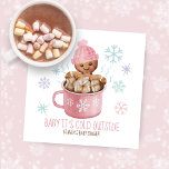 Baby It's Cold Cookies & Cocoa Girl Baby Shower  Napkin<br><div class="desc">Watercolor winter baby shower napkins feature a girl gingerbread cookie enjoying a bath in a mug of cocoa and marshmallows with pastel snowflake accents. The caption (shown here with "Baby it's cold outside") and name can be personalised. Artwork by KL Stock. Visit my "Gingerbread Cookies & Cocoa" collection for similar...</div>