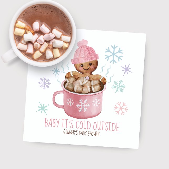 Baby It's Cold Cookies & Cocoa Girl Baby Shower  Napkin (Creator Uploaded)