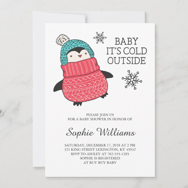 Baby It's Cold Outisde Winter Baby Shower Invitation (Front)