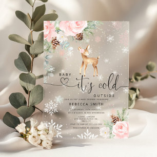 Baby its cold outside Baby deer Baby shower Acrylic Invitations