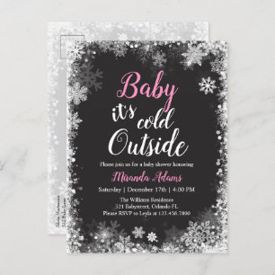 Baby it's cold outside  Baby Girl Baby Shower Invitation Postcard