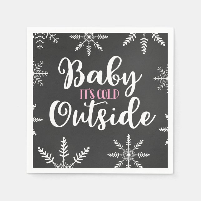 Baby Its Cold Outside Baby Girl Winter Baby Shower Napkin (Front)
