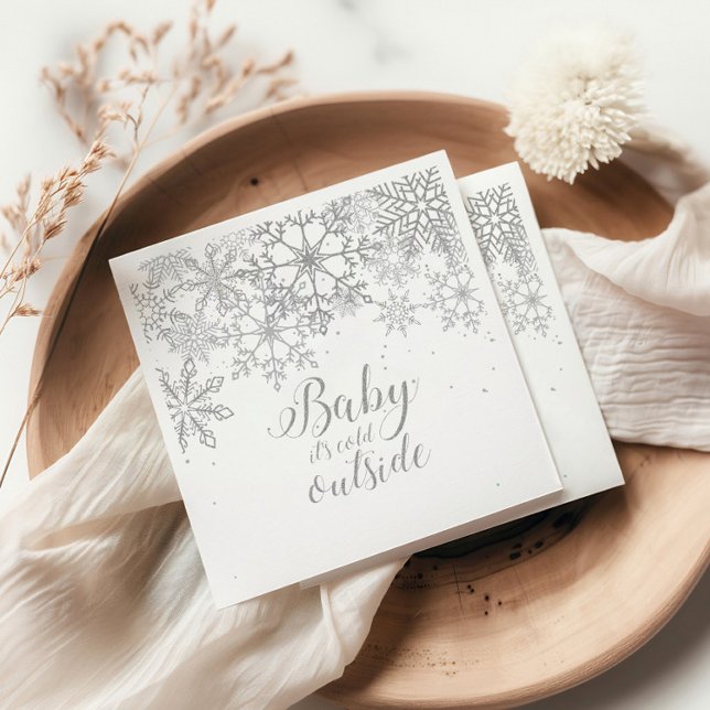 Baby it's Cold Outside Baby Showe Silver Napkin (Creator Uploaded)