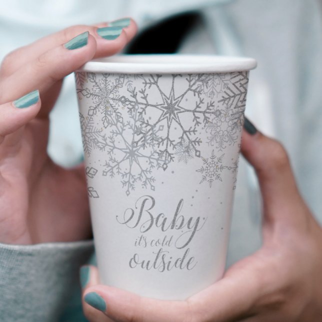 Baby it's Cold Outside Baby Showe Silver Paper Cups (Creator Uploaded)