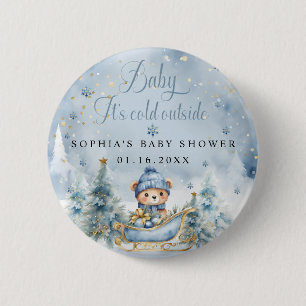 Baby It's Cold Outside Baby Shower Boy Favours 6 Cm Round Badge