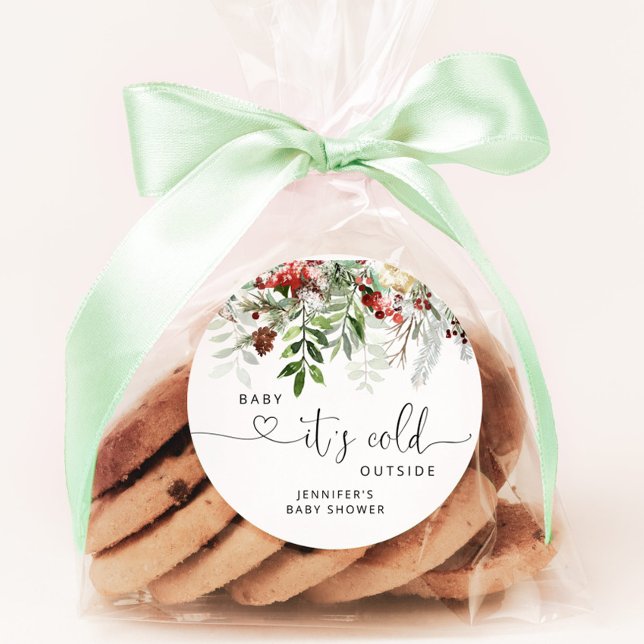 Baby its cold outside baby shower classic round st sticker (Creator Uploaded)