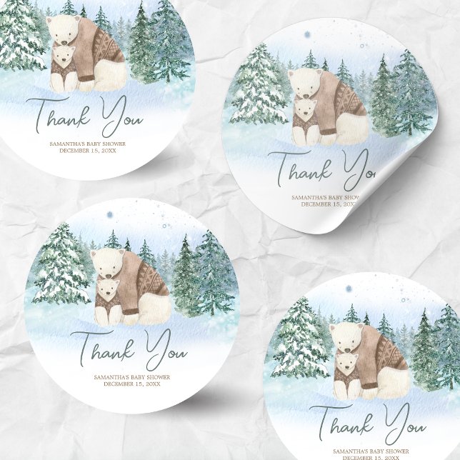 Baby It's Cold Outside Baby Shower Classic Round Sticker (Winter Baby Shower Sticker)