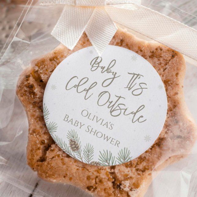 Baby It's Cold Outside Baby Shower Classic Round Sticker (Creator Uploaded)