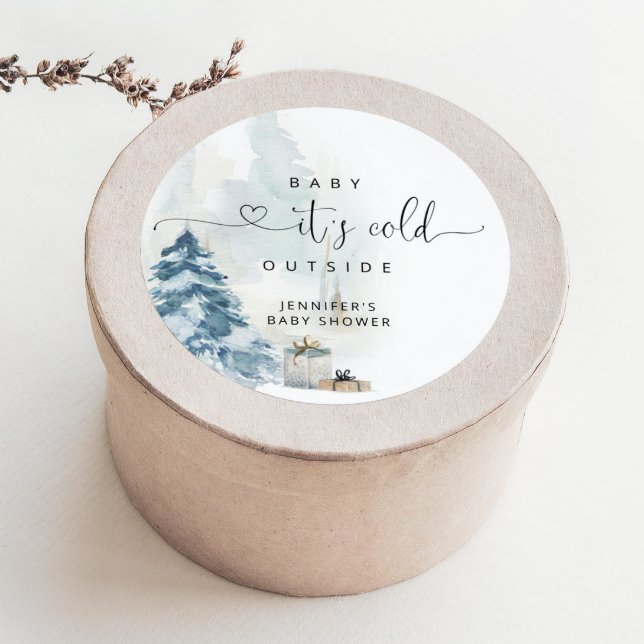 Baby its cold outside baby shower classic round sticker (Creator Uploaded)
