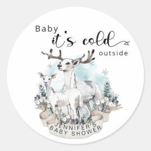 Baby its cold outside baby shower classic round sticker