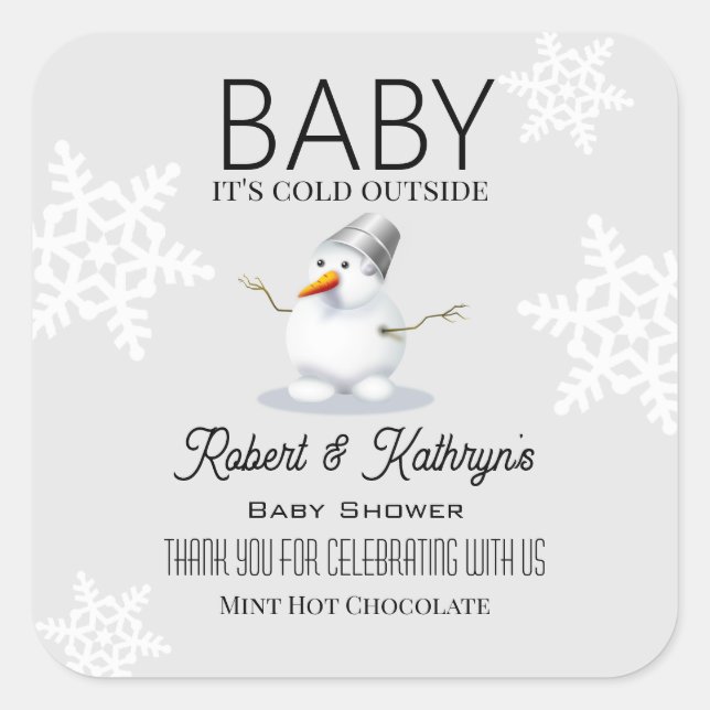 "Baby It's Cold Outside" Baby Shower Favour Label (Front)