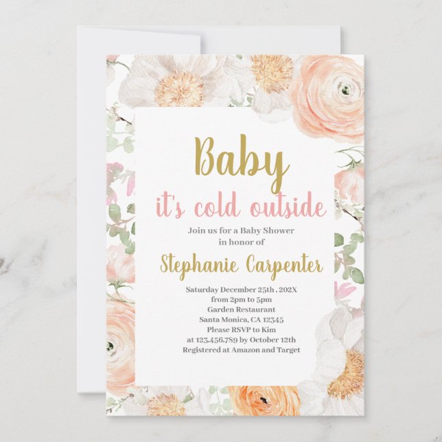 Baby it's cold outside Baby Shower Girl Invitation (Front)