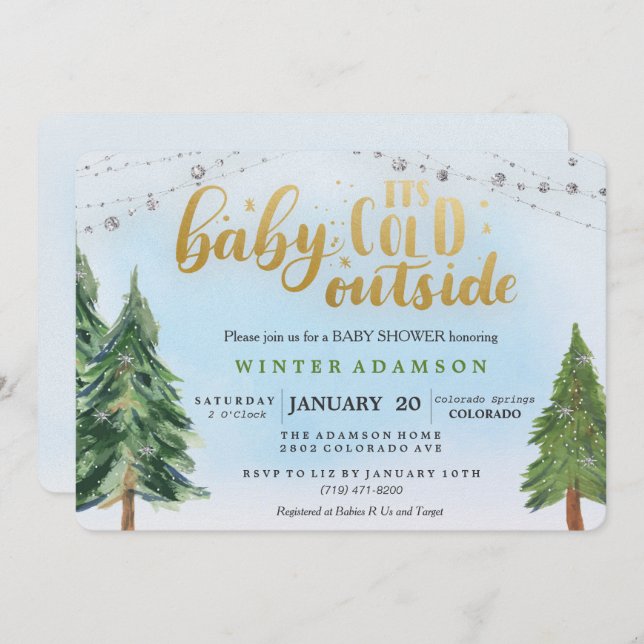 Baby Its Cold Outside Baby Shower Invitation (Front/Back)
