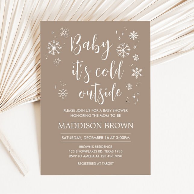 Baby It's Cold Outside Baby Shower Invitation (Winter Minimalist Snowflake Baby Shower Invitation)