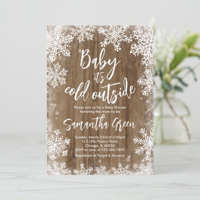 Baby it's cold Outside Baby Shower Invitation (Standing Front)