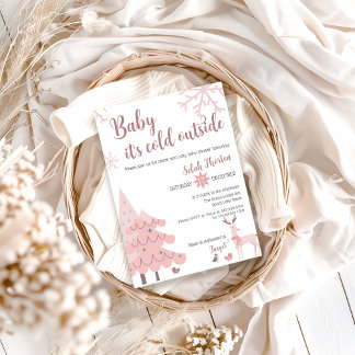 Baby It's Cold Outside Baby Shower Invitation Pink
