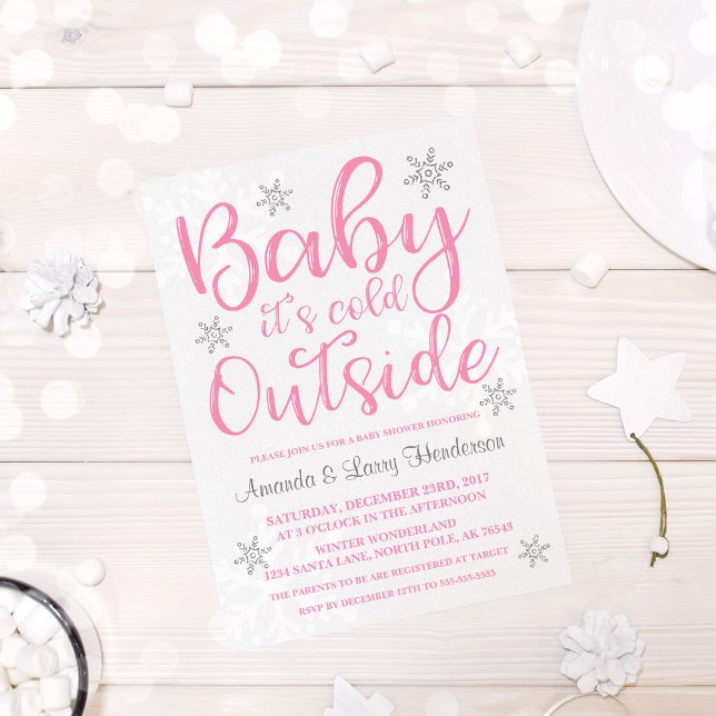Baby It's Cold Outside Baby Shower Invite - Pink (Creator Uploaded)