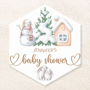 Baby it's cold outside baby shower  paper coaster