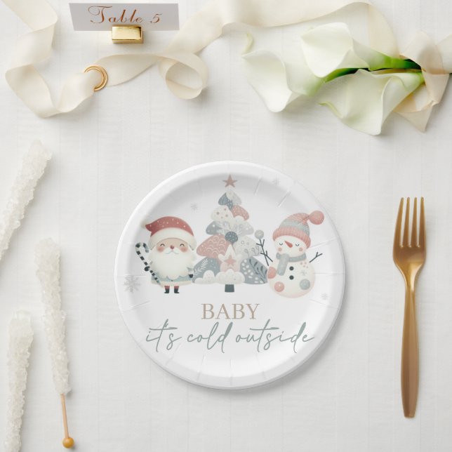 Baby its Cold Outside Baby Shower Paper Plate (Wedding)