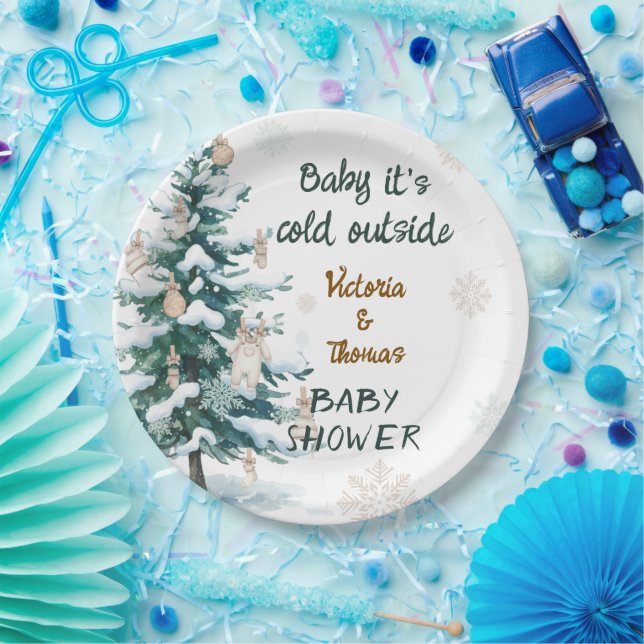 Baby It's Cold Outside Baby Shower  Paper Plate (Party)