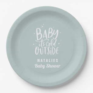 Baby it's cold outside baby shower party  paper plate
