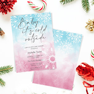 Baby it's cold outside baby shower snowflake invit invitation