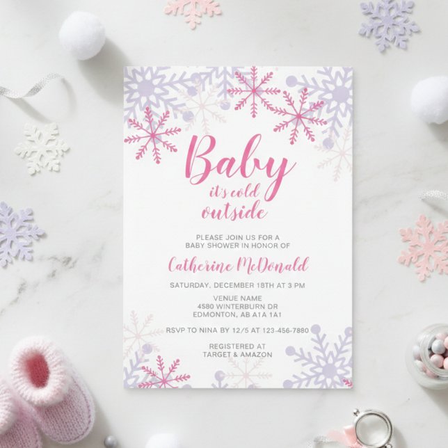 Baby It's Cold Outside Baby Shower Snowflakes Invitation (Creator Uploaded)