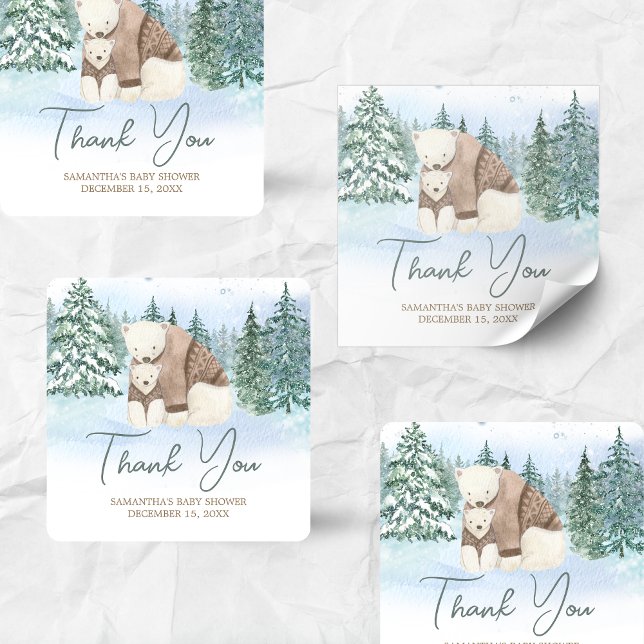 Baby It's Cold Outside Baby Shower Square Sticker (Winter Baby Shower Sticker )