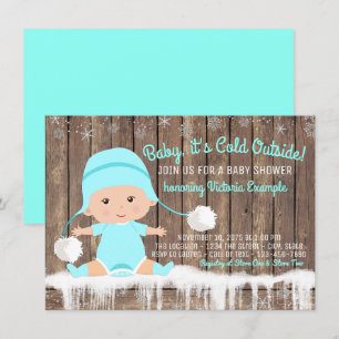 Baby its Cold Outside Baby Shower Teal Blue Invitation