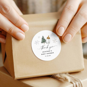 Baby It's Cold Outside Baby Shower Thank You Classic Round Sticker