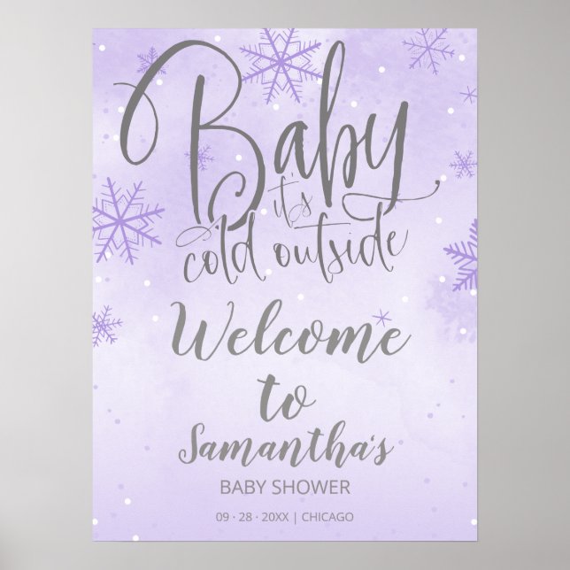 Baby It's Cold Outside Baby Shower Welcome Sign (Front)