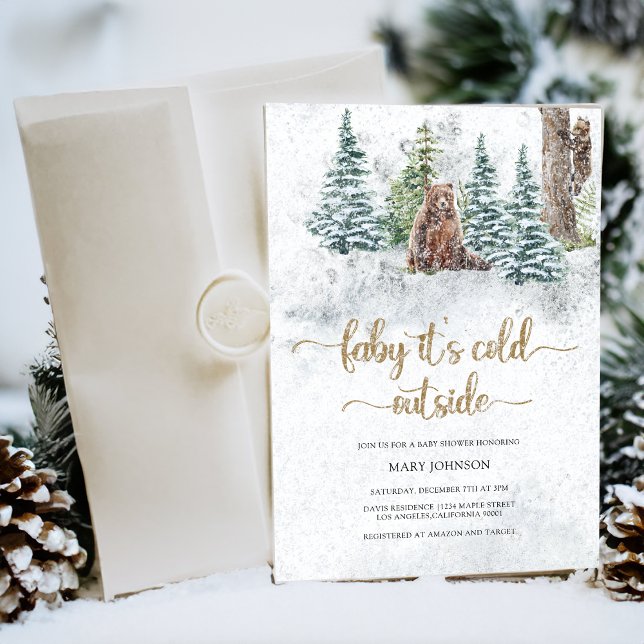 Baby its cold outside bear baby shower invitation (Creator Uploaded)