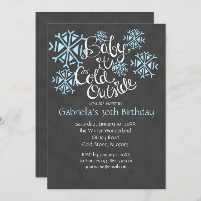 Baby It's Cold Outside Birthday Invitation (Front/Back)