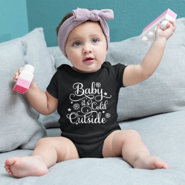 Baby It's Cold Outside Black and White Women's Baby Bodysuit (Creator Uploaded)