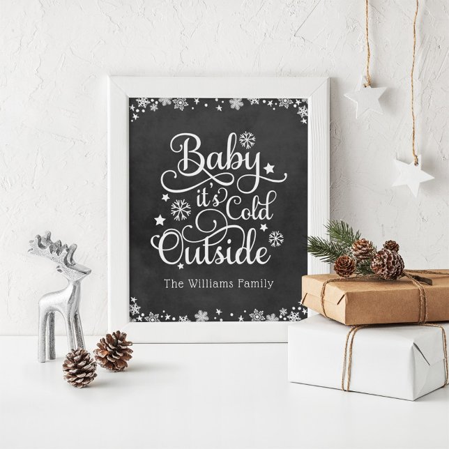 Baby Its Cold Outside Black Chalkboard Holiday Poster (Creator Uploaded)