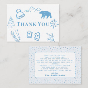 Baby It's Cold Outside Blue Baby Shower Thank You Card