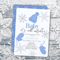 Baby It's Cold Outside Blue Beanie Boy Baby Shower