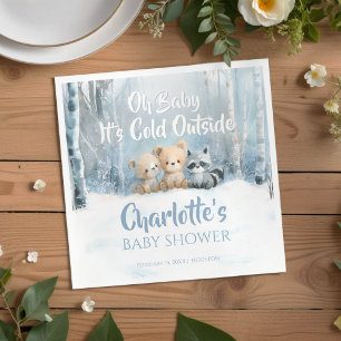 Baby it's cold outside Blue Forest Baby Shower Napkin