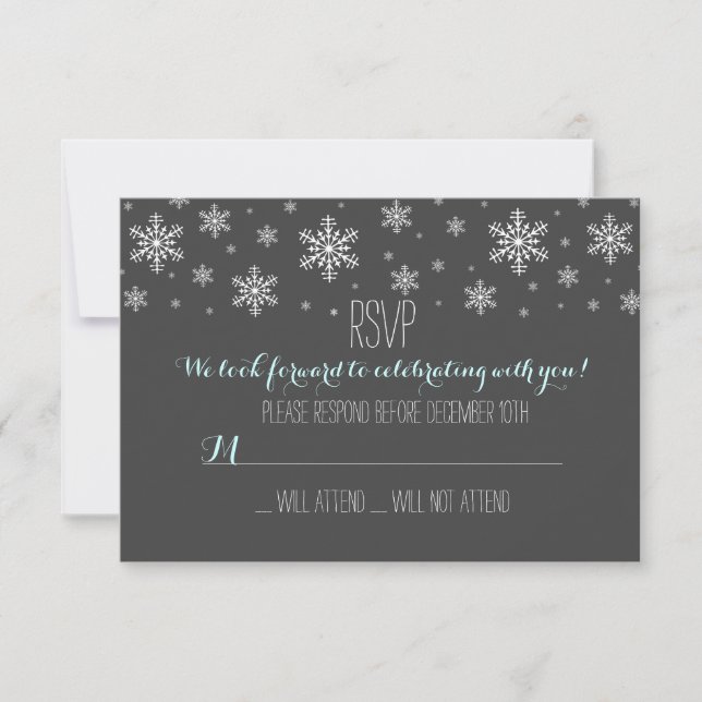 Baby it's Cold Outside Blue RSVP Card (Front)