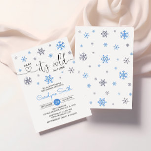 Baby it's Cold Outside Blue Snowflake Baby Shower Invitation