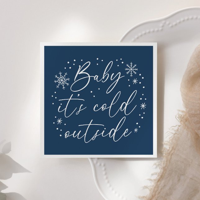 Baby It's Cold Outside Blue Snowflake Baby Shower Napkin (Creator Uploaded)