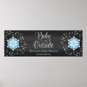 Baby It's Cold Outside Blue Snowflakes Baby Shower Poster