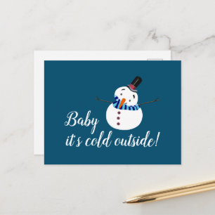 Baby It's Cold Outside, Blue Snowman Postcard