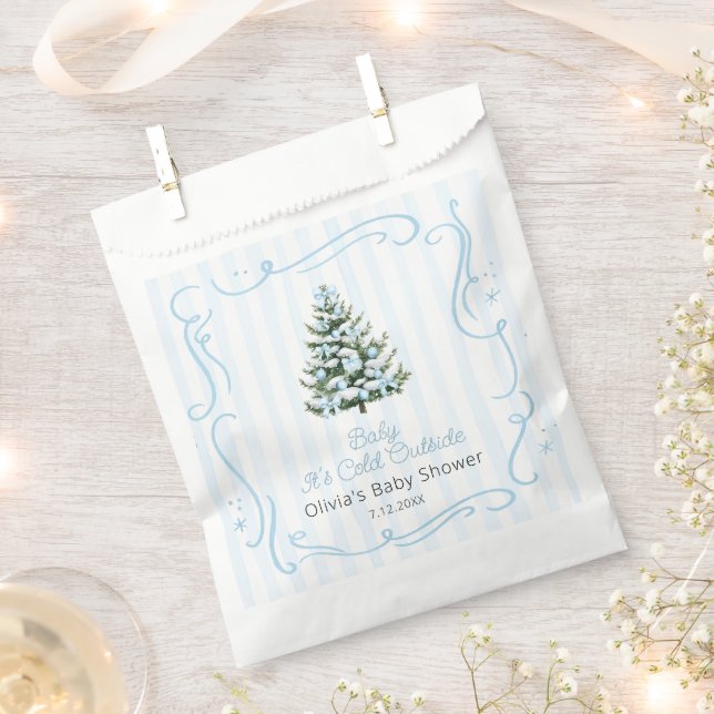 Baby It's Cold Outside Blue Winter Baby Shower Favour Bags (Clipped)